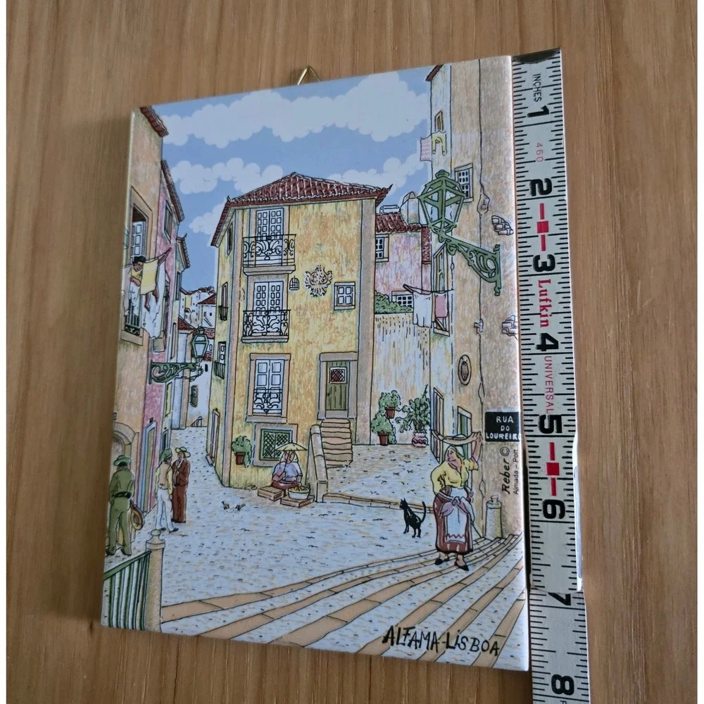 Vintage Alfama Lisboa Tile Art Reber Almada Ceramic Wall 8